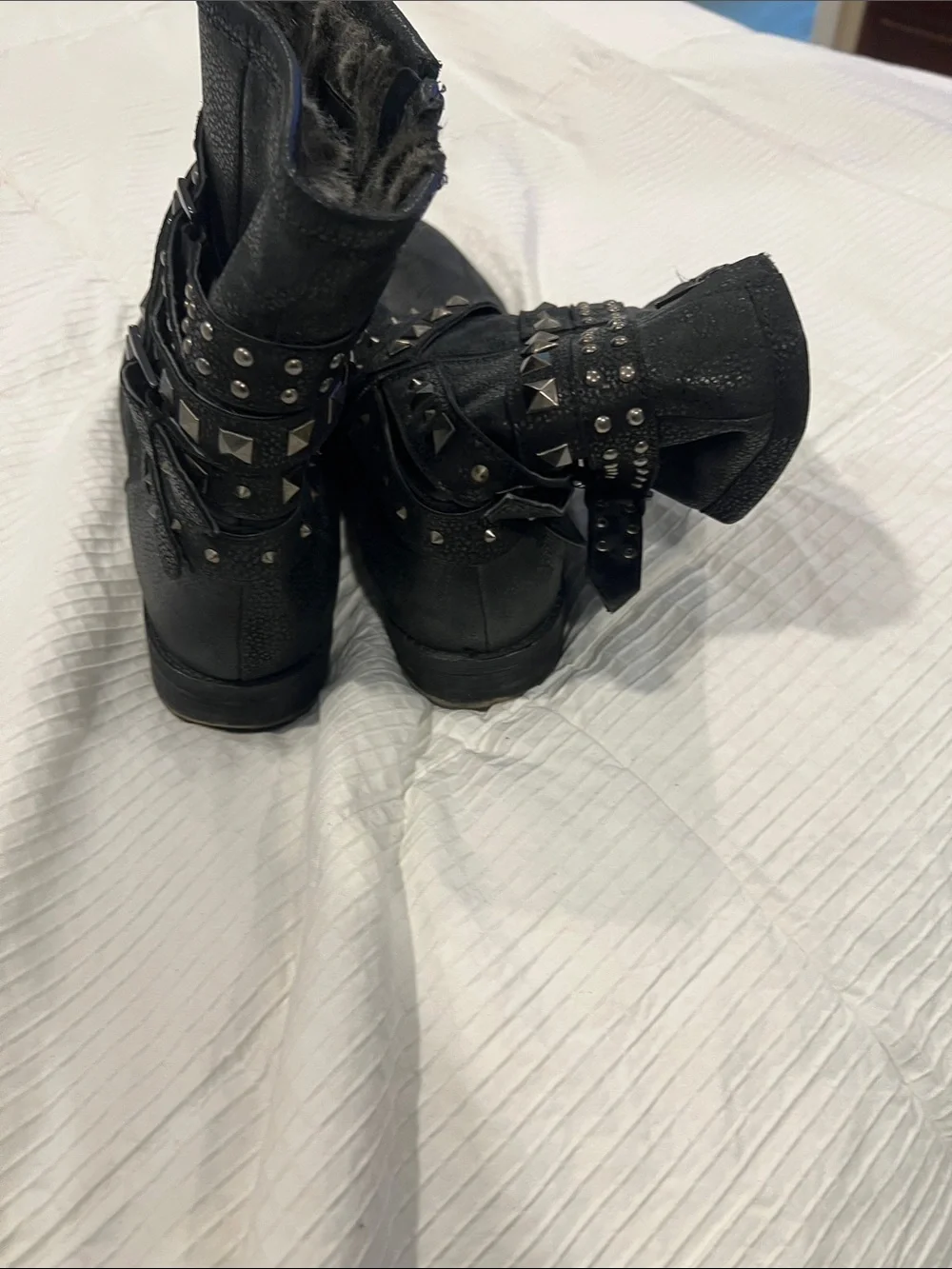 Studded Black Women's Ankle Boots - Fashion Buckle Detail